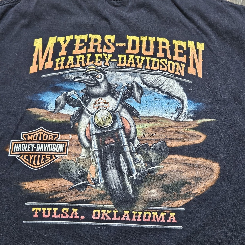 Harley Davidson T shirt Size L Myers Duren Tulsa Oklahoma Penguin Faded Beefy